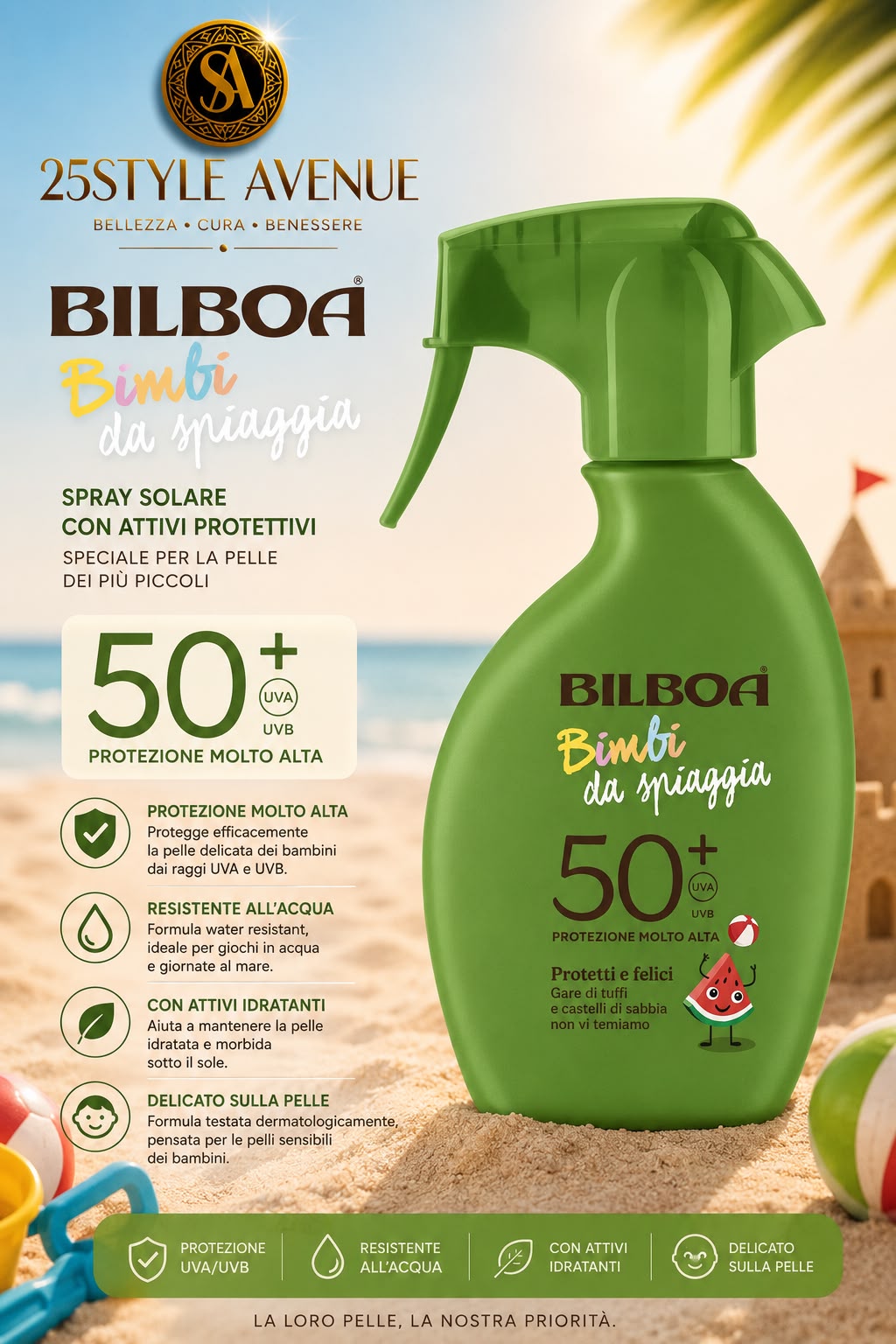 Bilboa Bimbi da Spiaggia con protezione SPF 50+,
