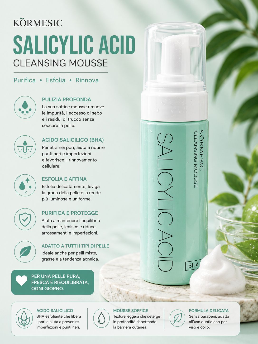 KORMESIC Salicylic Acid (BHA) Cleansing Mousse 150ml