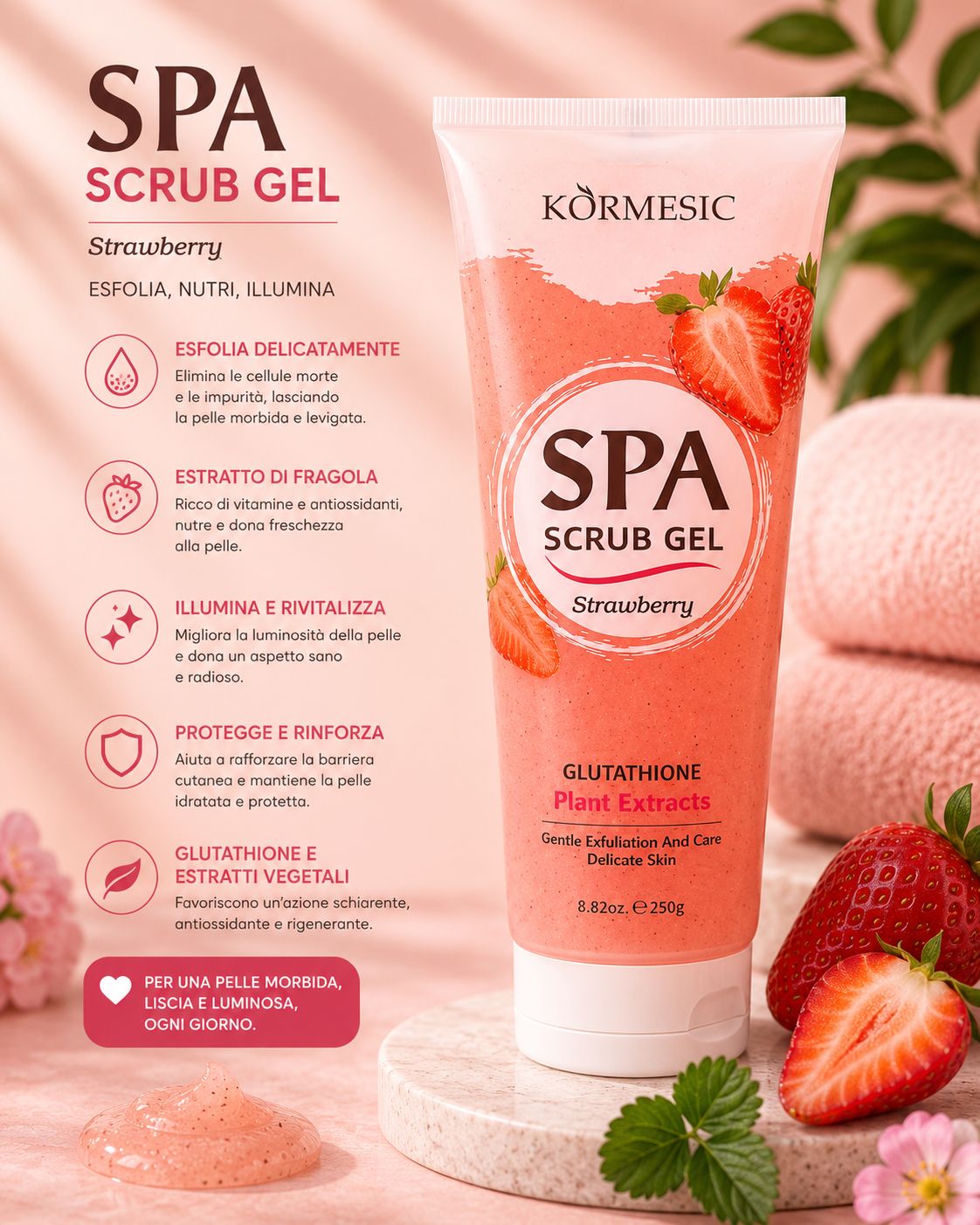 kormesic scrub corpo gel strawberry 250 g