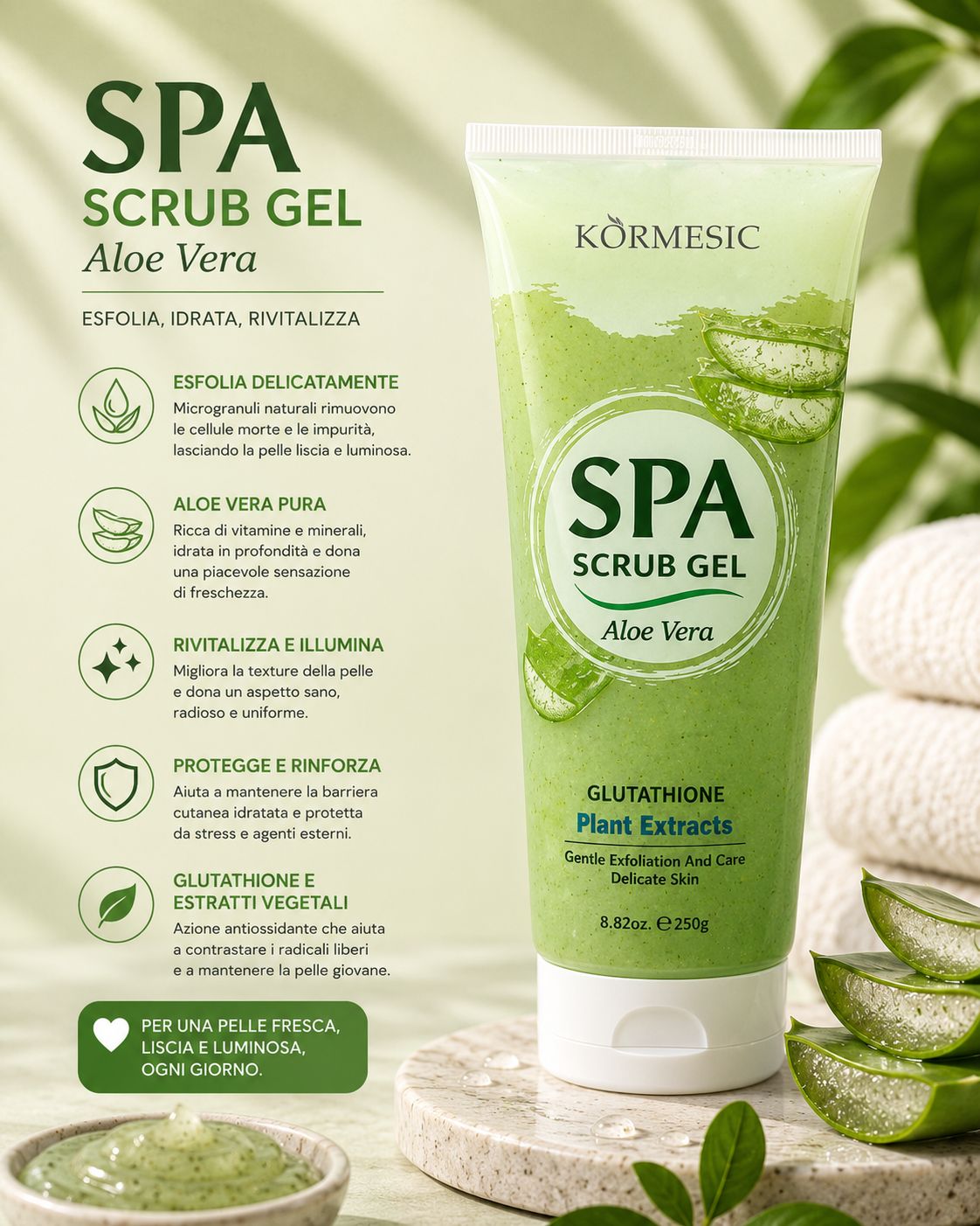 kormesic scrub corpo gel aloe vera 250 g