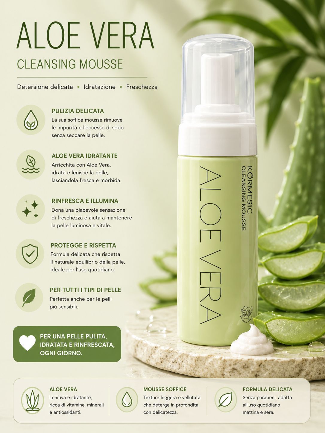 kormesic mousse Detergente  aloe vera 10ml